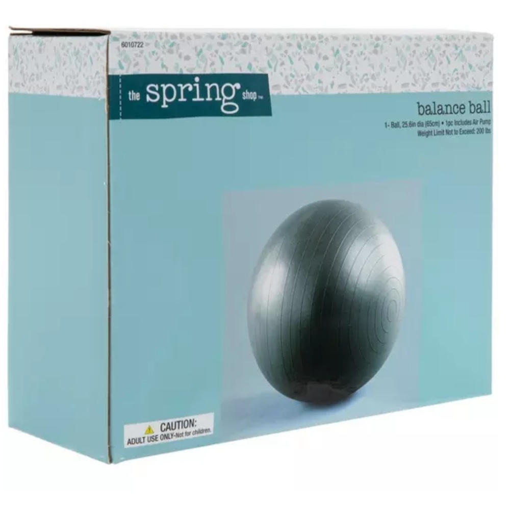 *The Spring Shop Unisex Balance Yoga Home Exercise Inflated Ball with Pump Black